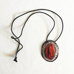 Vintage Large Enamel Pendant Necklace